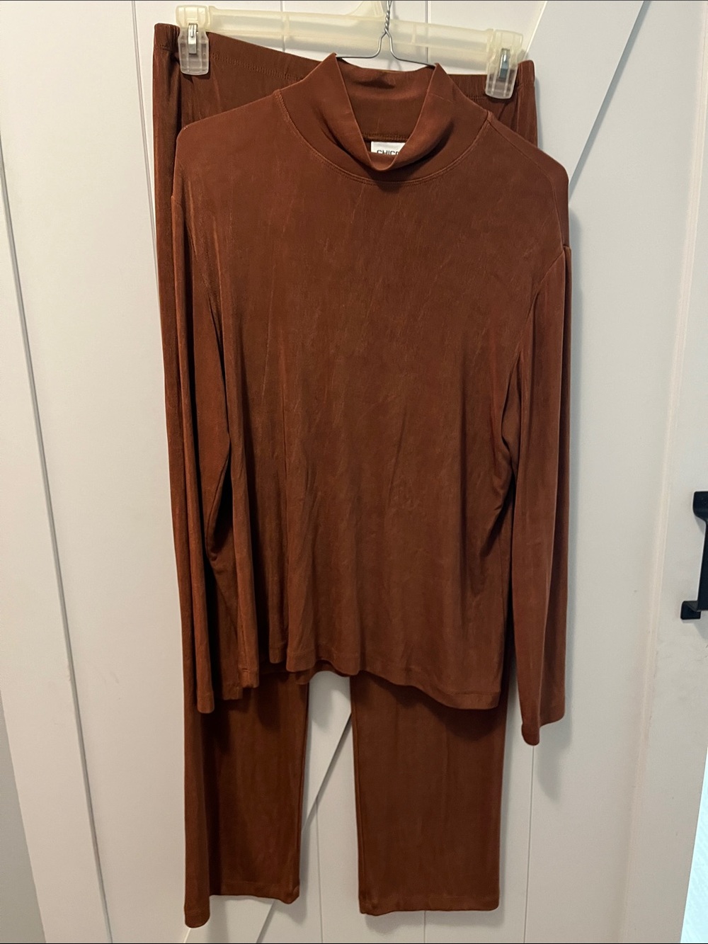 Chico's Rust Brown Long-Sleeve Mock Neck Top